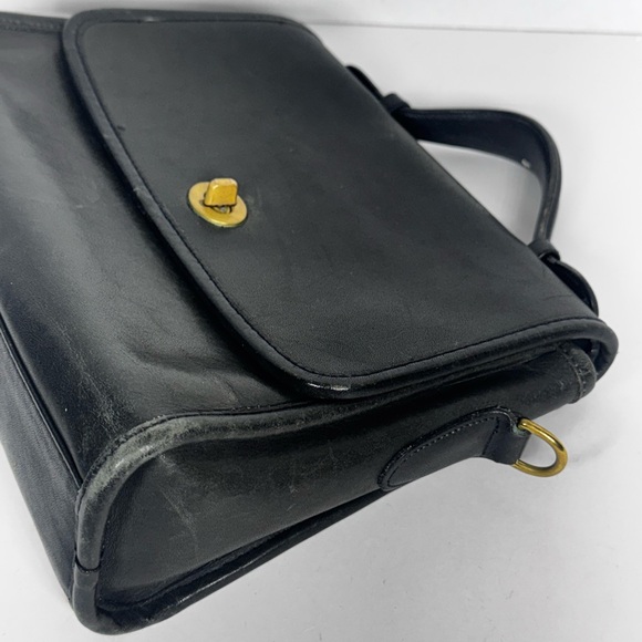 Vintage Coach Court Bag Black Leather Satchel Handbag 7205 No crossbody strap - Picture 8 of 15